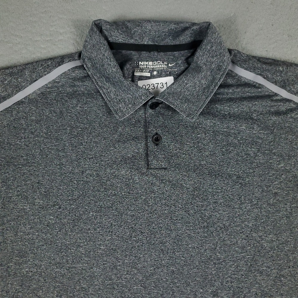 Nike Polo Shirt Mens Large Gray Swoosh Dri Fit Casual Short Sleeve
